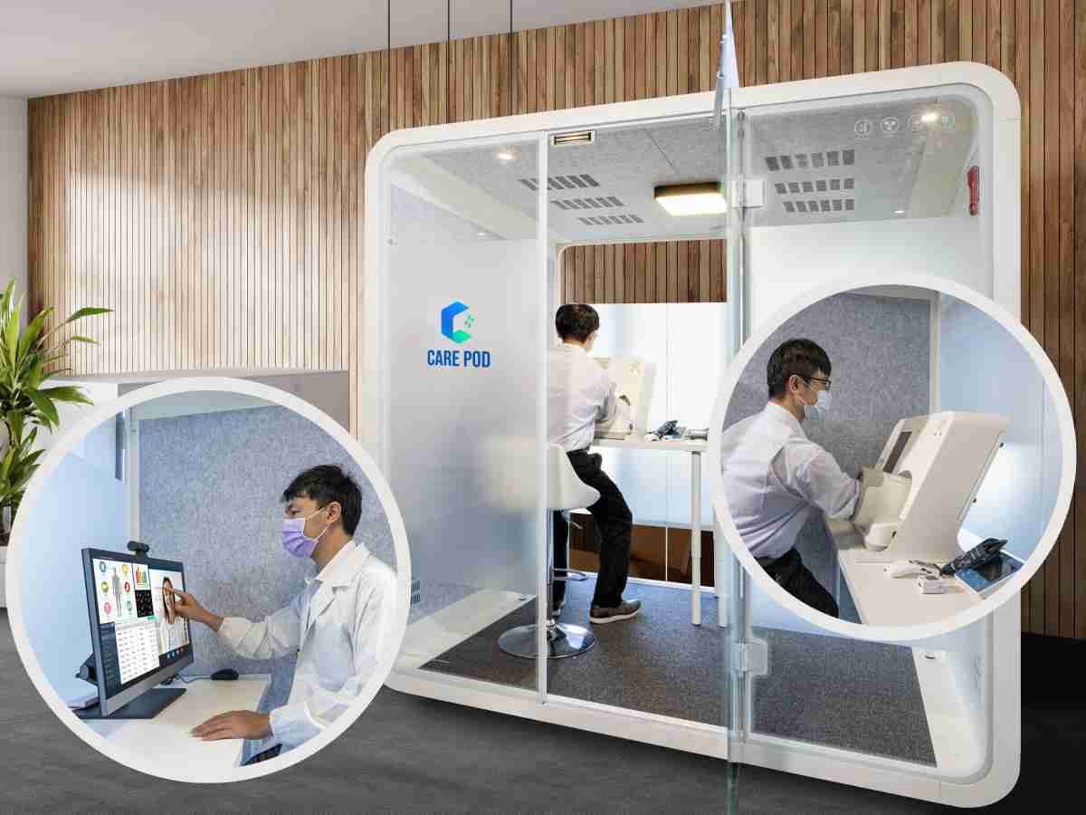 达擎于医疗科技展中展出＂远距诊疗舱＂，，，以因应医疗数字化及社会高龄化趋势下、、复诊及慢性病患等族群对于远距看诊需求逐渐升高所推出的创新整合方案。。。多功能合一、、、高隐私性的远距诊疗舱可根据病患端与医师端的不同需求，，提供弹性化及客制化功能，，，节省医生和病患的精力及时间