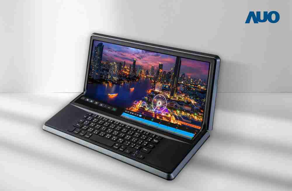 28国际14.6吋Micro LED折迭显示屏幕，，搭配半径4mm的弯折绞炼，，，以及高画素、、、高亮度、、、高对比度的显示技术特点，，，即便在大视角下仍保有绝佳色相与亮度